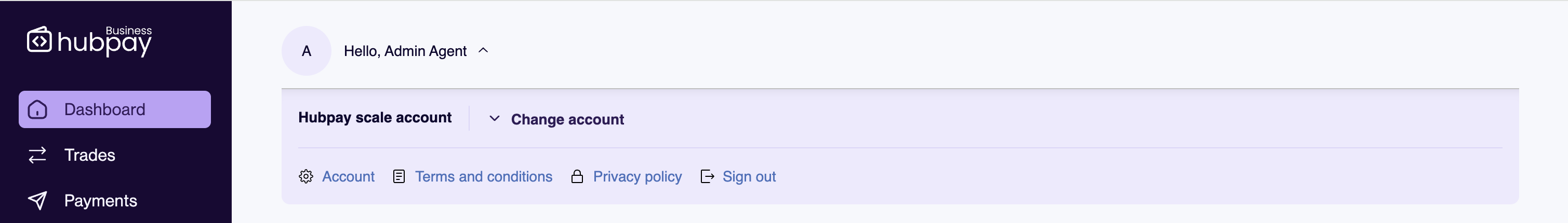 Account menu