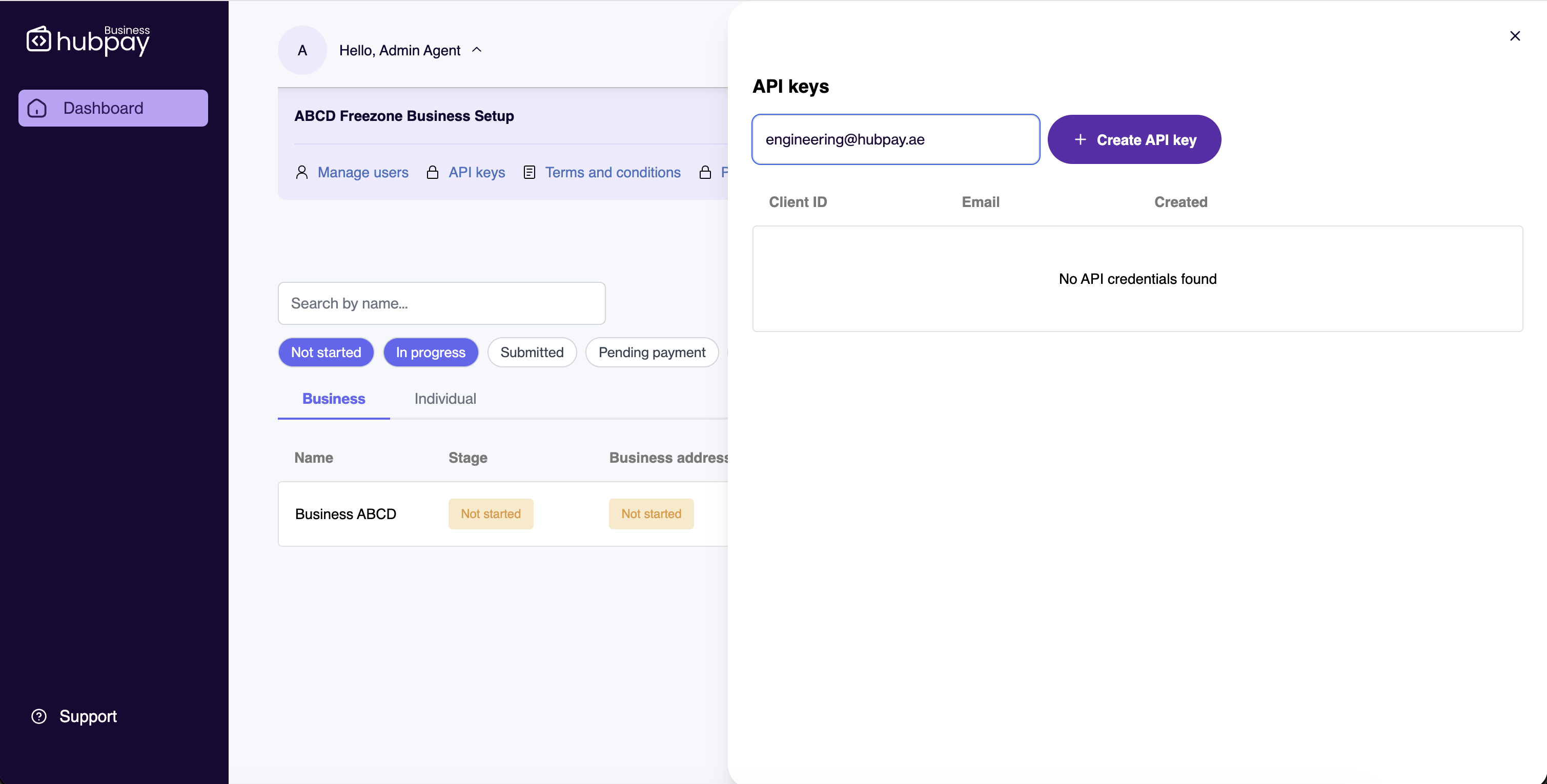 Create API key form